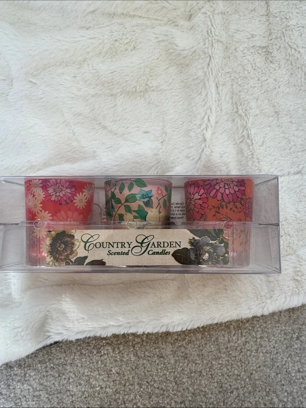 Pink Floral Votive Candle Set - 3 Pack